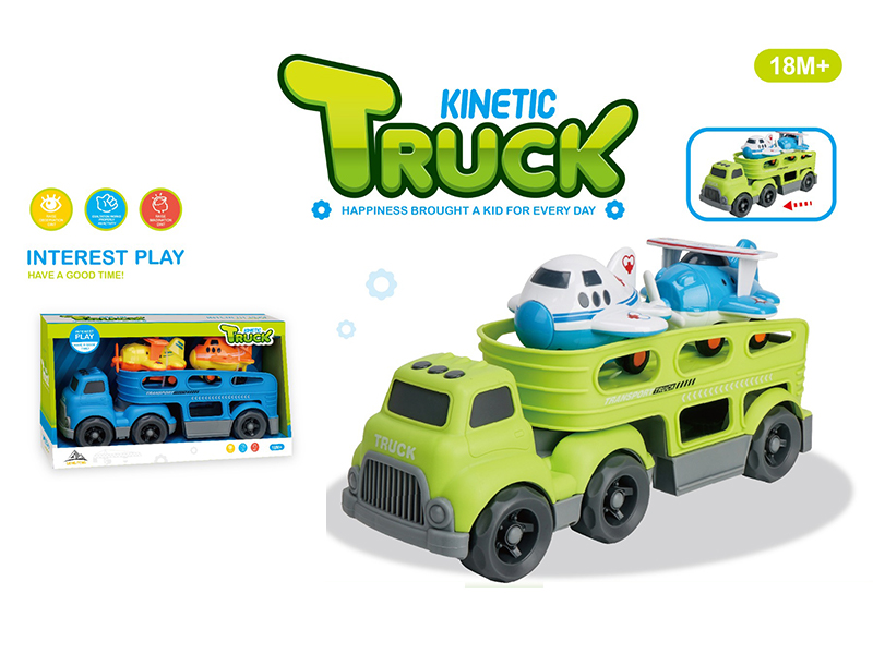 Slide Cartoon Trailer Transport Vehicle+2PCS Slide Cartoon Aircraft