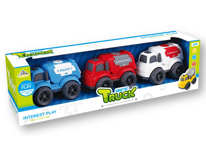 3PCS Friction Cartoon Car