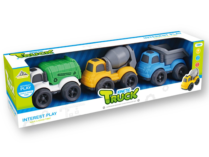 3PCS Friction Cartoon Car