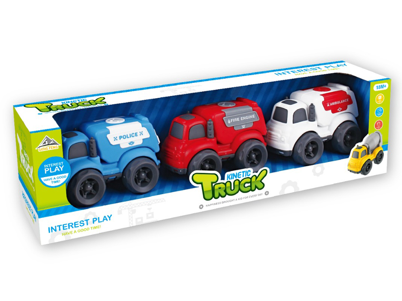 3PCS Friction Cartoon Car
