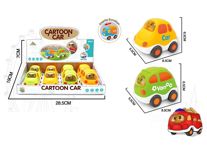 8PCS Friction Cartoon Car