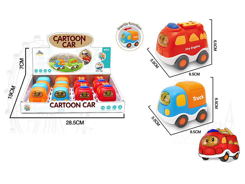8PCS Friction Cartoon Car