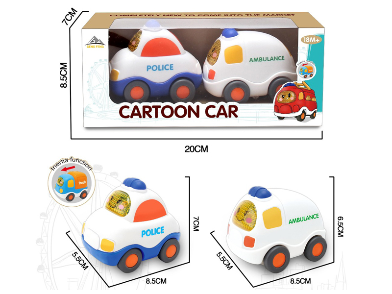 2PCS Friction Cartoon Car