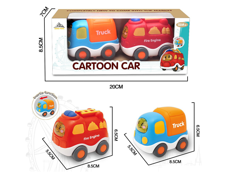 2PCS Friction Cartoon Car