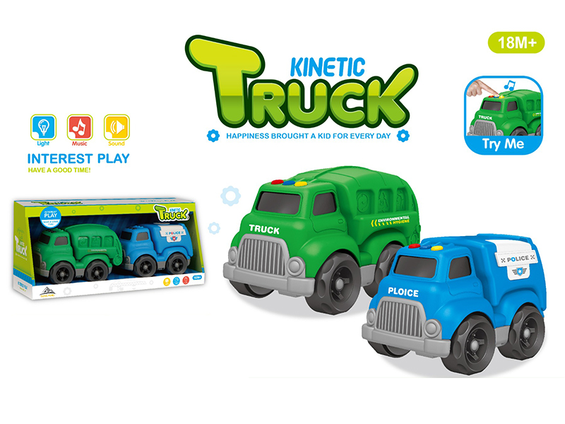 Slide Cartoon Engineering Vehicle With Light And Music（2PCS ）