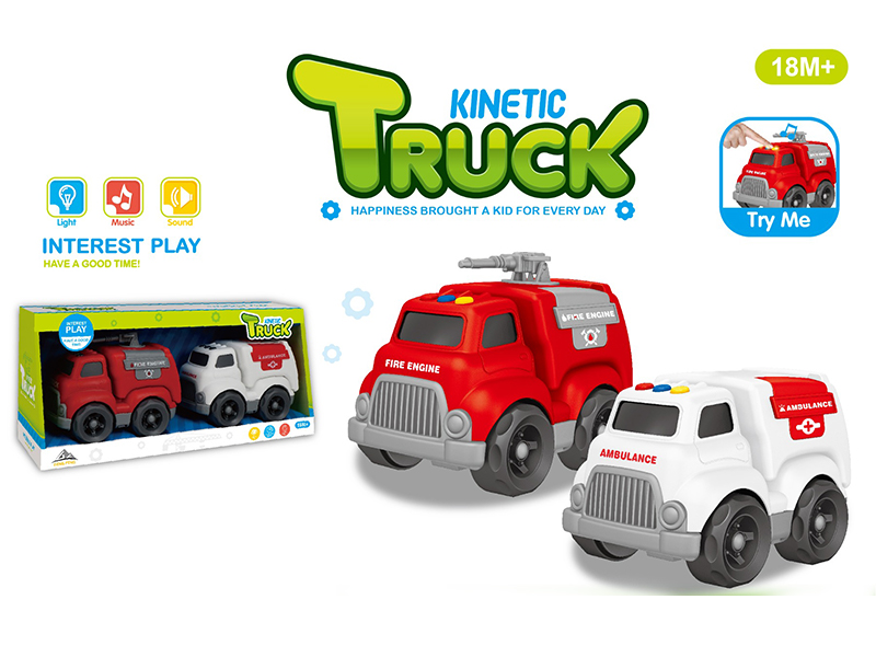 Slide Cartoon Engineering Vehicle With Light And Music（2PCS ）