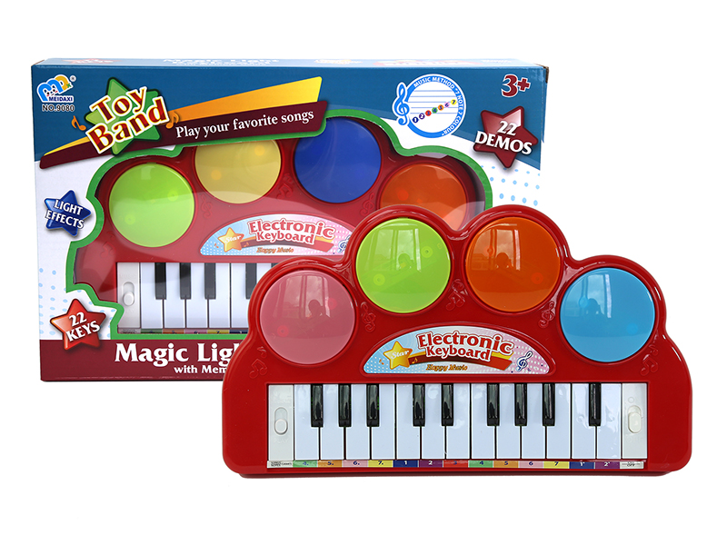 Multifunctional Memory Game Electronic Organ(Red)Light/Music/22 Keys