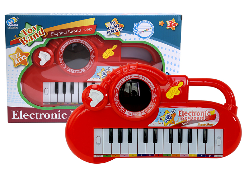 Electronic Organ(Red)3D Light/Music/22 Keys
