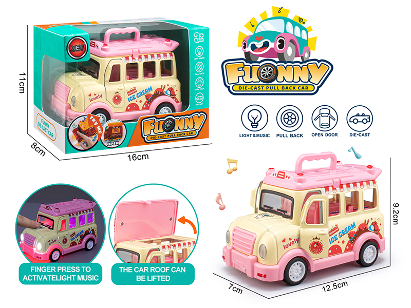 Alloy Q Version Ice Cream Truck(Light/Music/Pull Back/Open The Door)