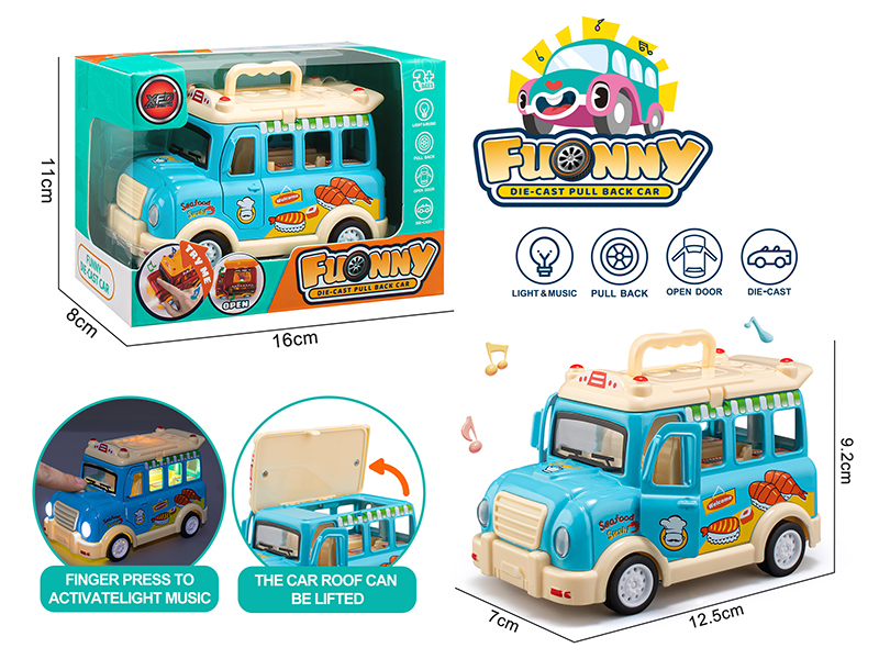 Alloy Q Version Sushi Car(Light/Music/Pull Back/Open The Door)