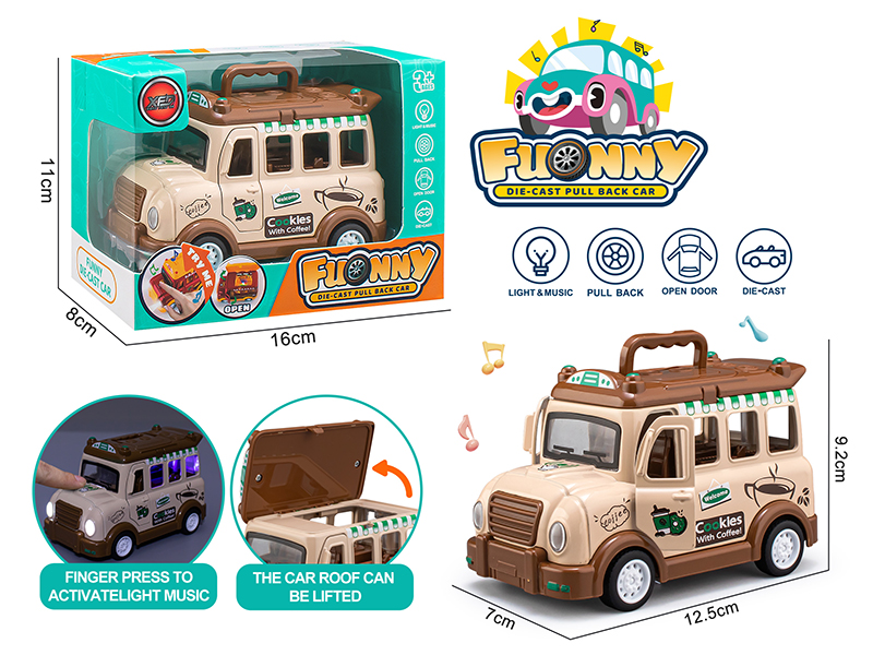 Alloy Q Version Coffee Car(Light/Music/Pull Back/Open The Door)