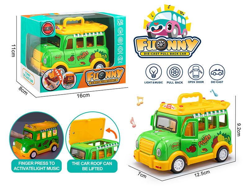Alloy Q Version Fruit Car(Light/Music/Pull Back/Open The Door)