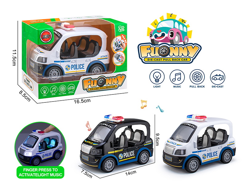 Alloy Q Version Police Car(Light/Music/Pull Back)