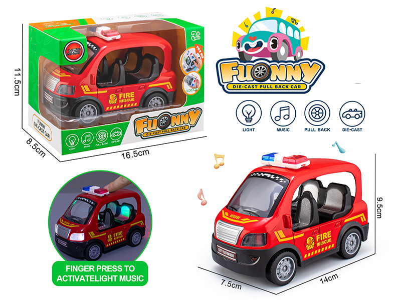Alloy Q Version Fire Engine(Light/Music/Pull Back)