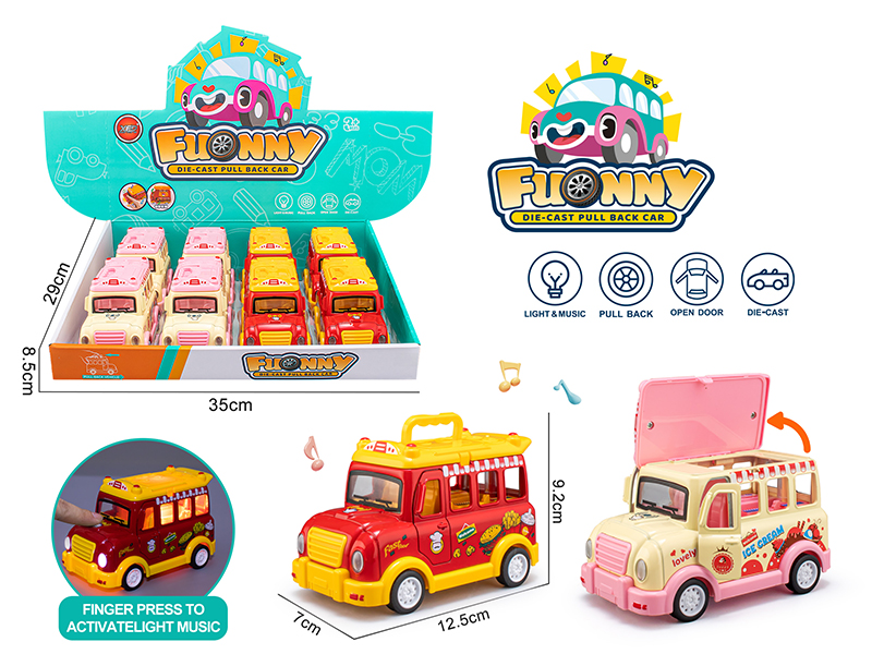 Alloy Q Version Car(Light/Music/Pull Back/Open The Door)8PCS