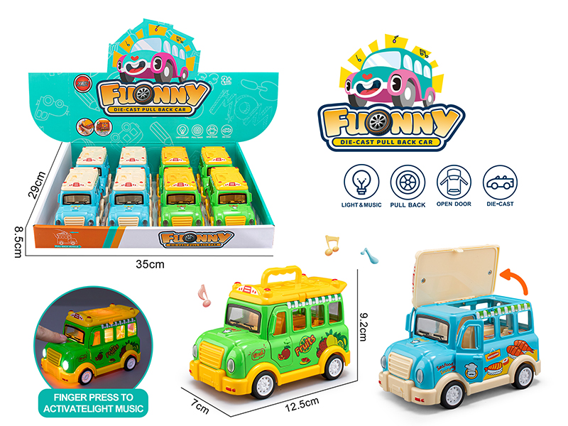 Alloy Q Version Car(Light/Music/Pull Back/Open The Door)8PCS