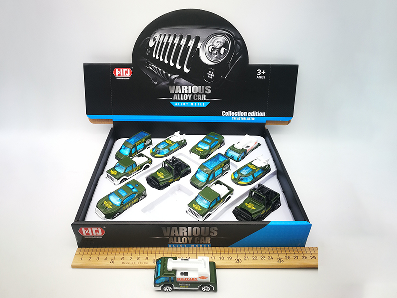 1:64 Slide Alloy Military Trucks 12pcs