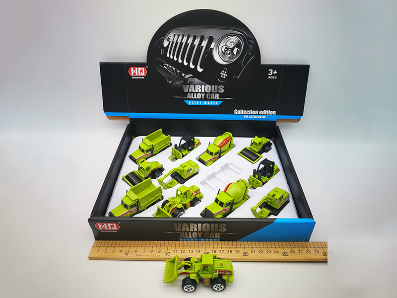 1:64 Slide Alloy Engineering Trucks(Green)12pcs