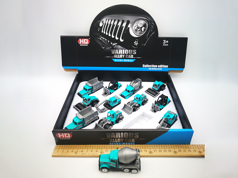 1:64 Slide Alloy Engineering Trucks(Blue)12pcs