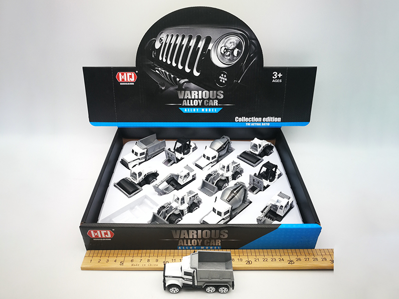 1:64 Slide Alloy Engineering Trucks(White)12pcs