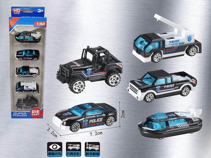 Alloy SWAT Police Cars 5pcs