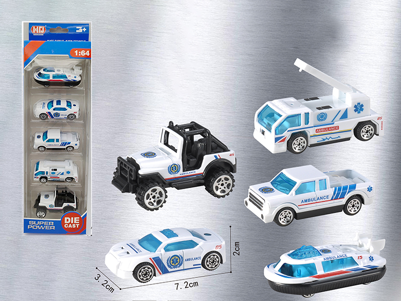Alloy Ambulance Vehicle 5pcs