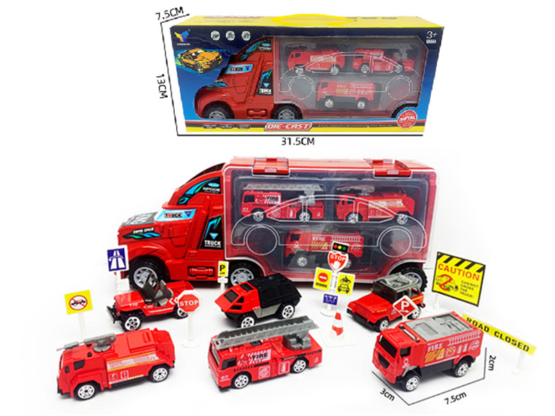 Container Truck +3 Alloy Fire Engine + Guidepost