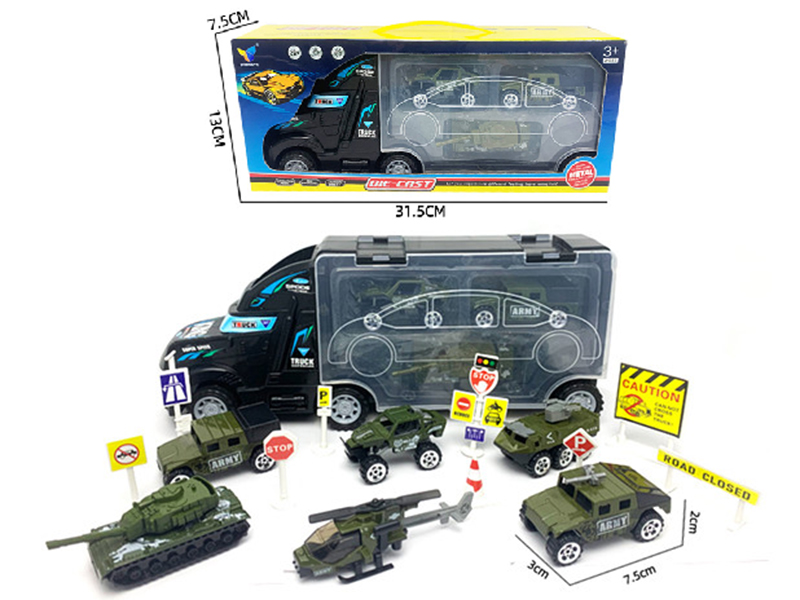 Container Truck +3 Alloy Military Trucks + Guidepost