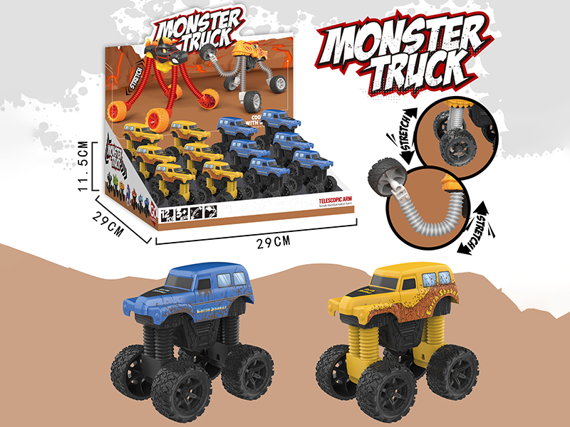 12pcs Friction Jeep Off-Road Vehicle(POP Tubes Telescopic Arm) 12PCS