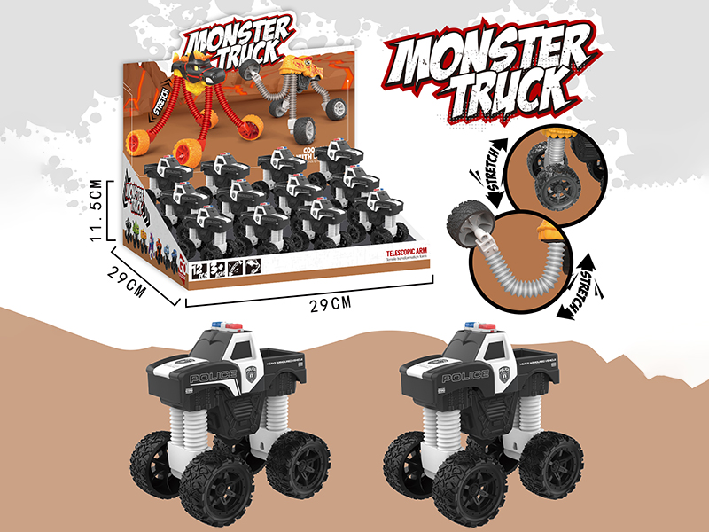 12pcs Friction Off-Road Police Car(POP Tubes Telescopic Arm) 12PCS