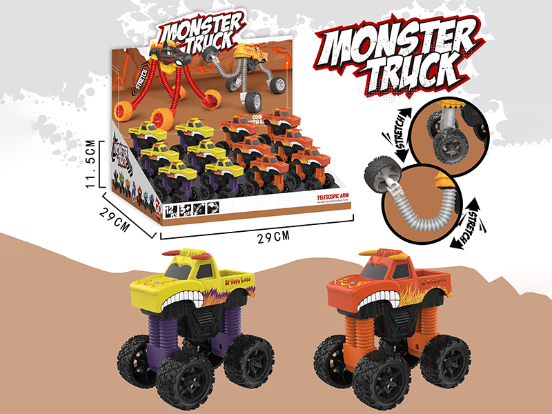 12pcs Friction Cattle Off-Road Vehicle(POP Tubes Telescopic Arm)12PCS