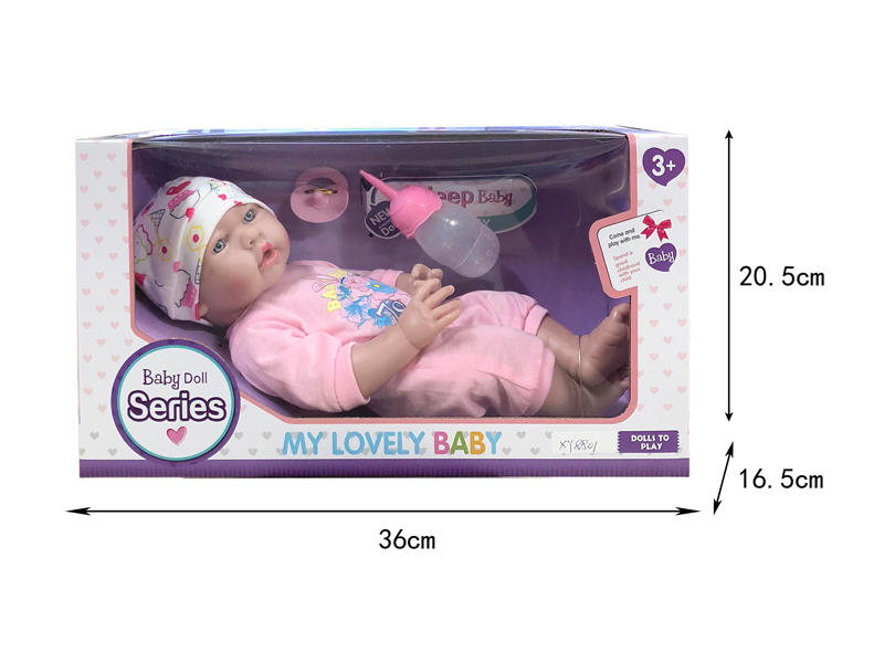 14 Inch Vinyl Doll With Bottle + Nipple