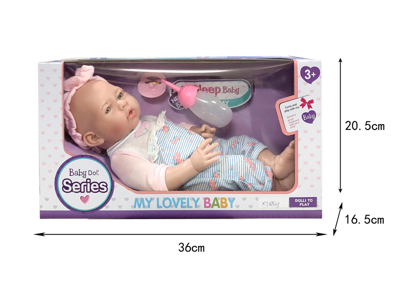 14 Inch Vinyl Doll With Bottle + Nipple