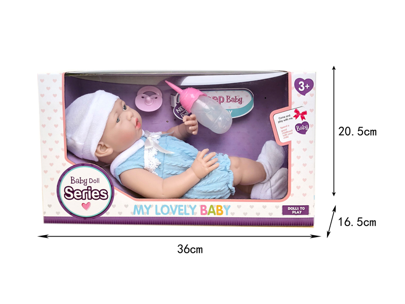 14 Inch Vinyl Doll With Bottle + Nipple