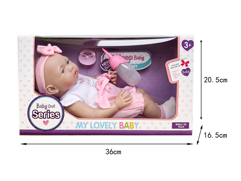 14 Inch Vinyl Doll With Bottle + Nipple