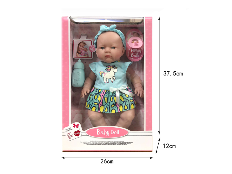 14 Inch Vinyl Doll With Bottle + Nipple