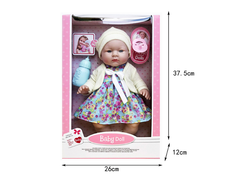 14 Inch Vinyl Doll With Bottle + Nipple