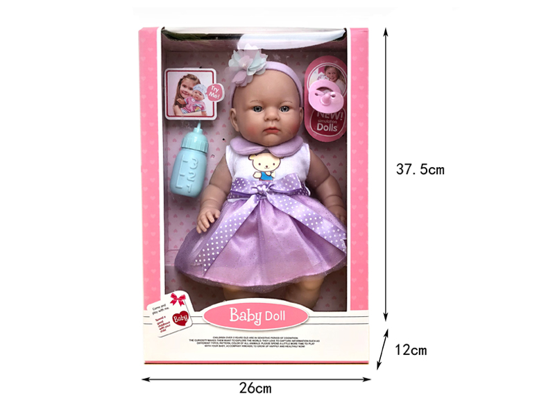 14 Inch Vinyl Doll With Bottle + Nipple