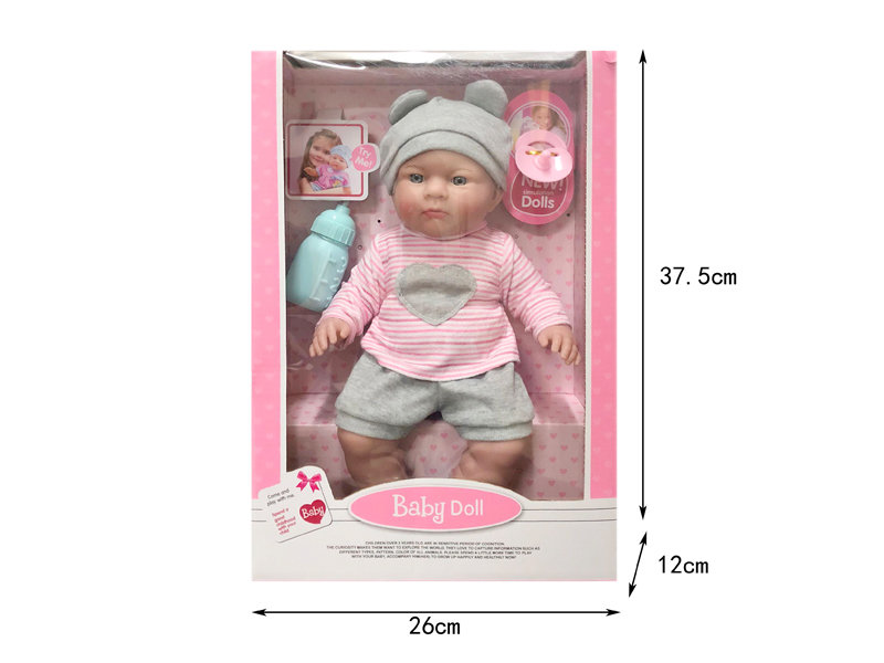 14 Inch Vinyl Doll With Bottle + Nipple