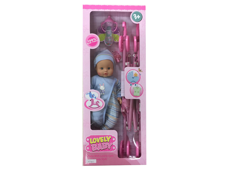 14 Inch IC Doll With Plastic Cart + Accessories