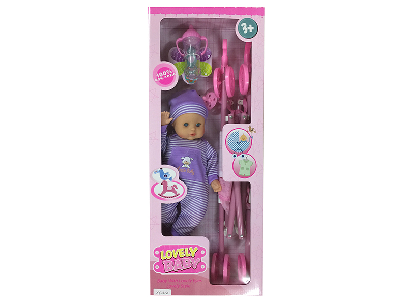 14 Inch IC Doll With Plastic Cart + Accessories