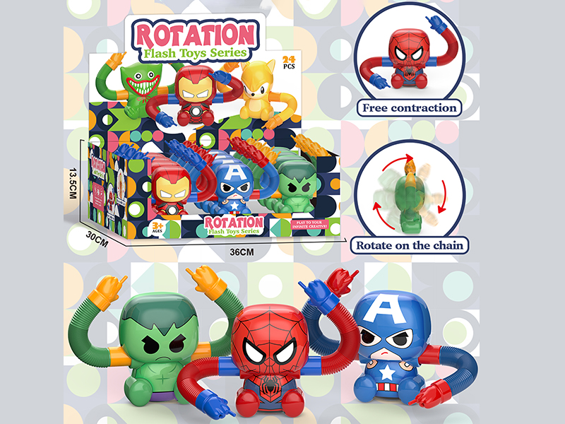 Rotating Flash Toys Avengers POP Telescopic Tubes With Light 24pcs