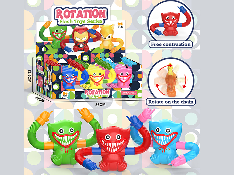 Rotating Flash Toys POP Telescopic Tubes With Light 24pcs