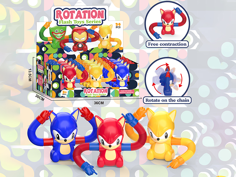 Rotating Flash Toys POP Telescopic Tubes With Light 24pcs