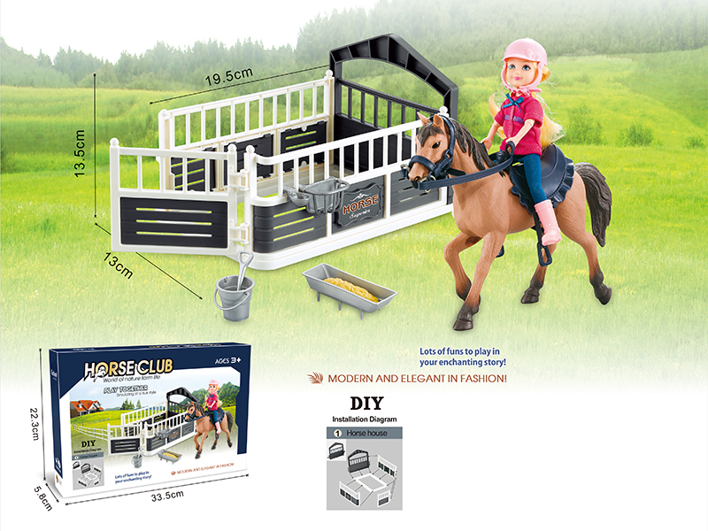 Horse Stable Scene Toys With Doll