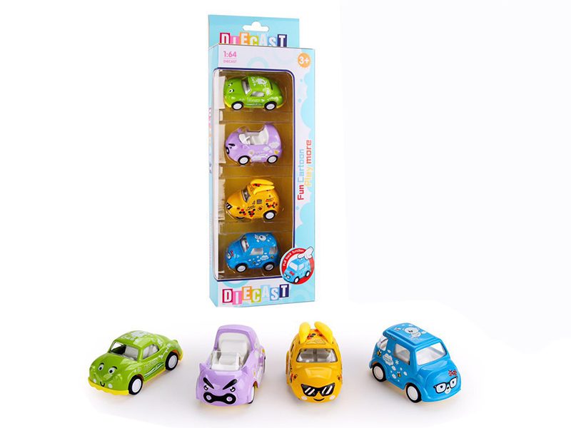 1:60 Pull Back Alloy Q Edition Cartoon Car(4PCS)