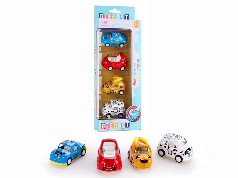 1:60 Pull Back Alloy Q Edition Cartoon Car(4PCS)