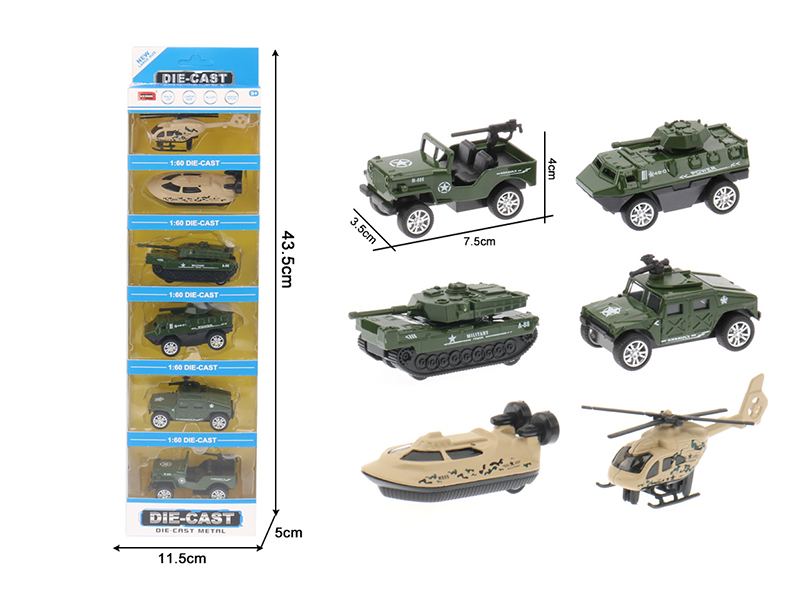 1:60 Pull Back Alloy Military Truck(6PCS)