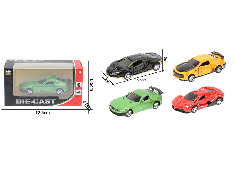 1:60 Pull Back Alloy Open Doors Sports Car 1pcs