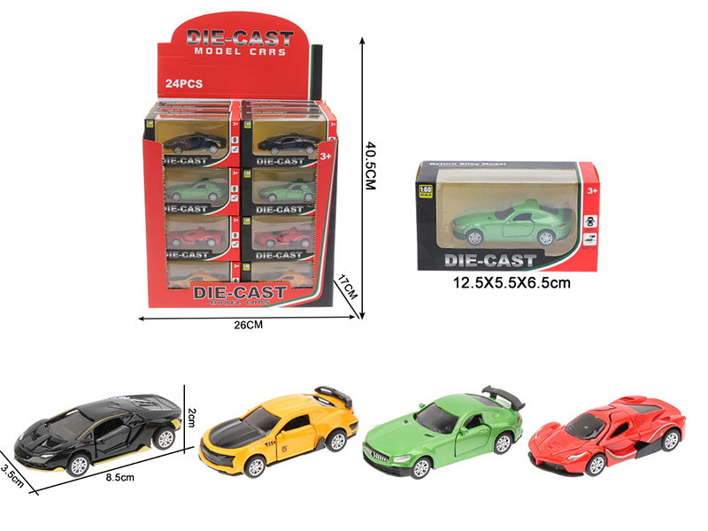 1:60 Pull Back Alloy Open Doors Sports Car 24pcs